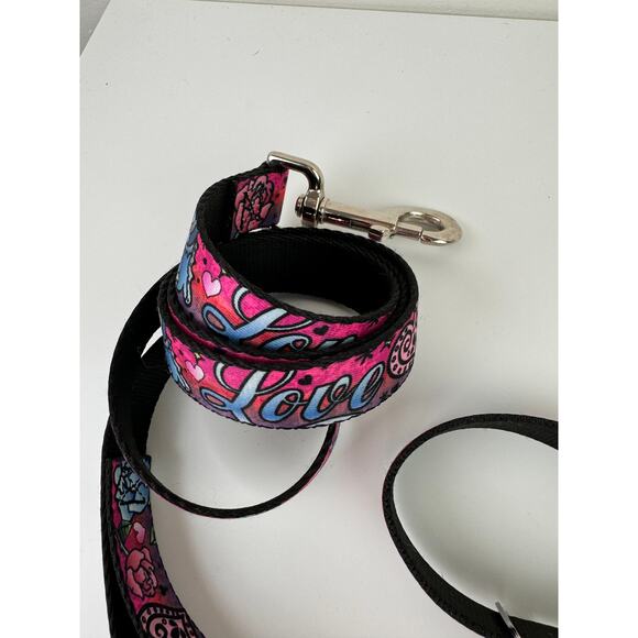 Buckle-Down Metal Clip Love Pink Tattoo Nylon Adjustable Dog Collar / Leash Set - Picture 4 of 5